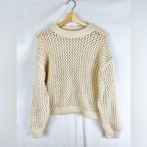 WITHBLACK Opal Openwork Knit Sweater Women's Medium‎ Alpaca Wool Cream Tan